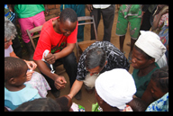Dispensing pain medication in a village in Mozambique